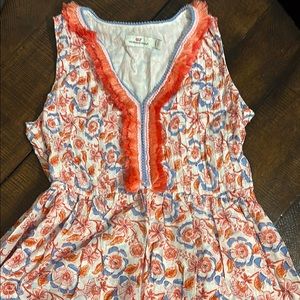 Vineyard Vines Orange and Pink Ruffled Fitted Blouse